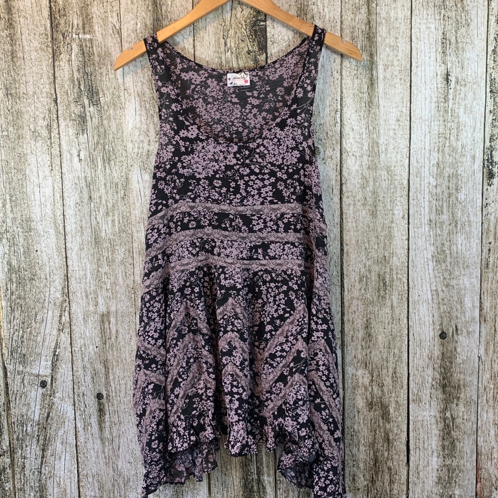 NWT Free People Black Washed & Lavender Top, XS